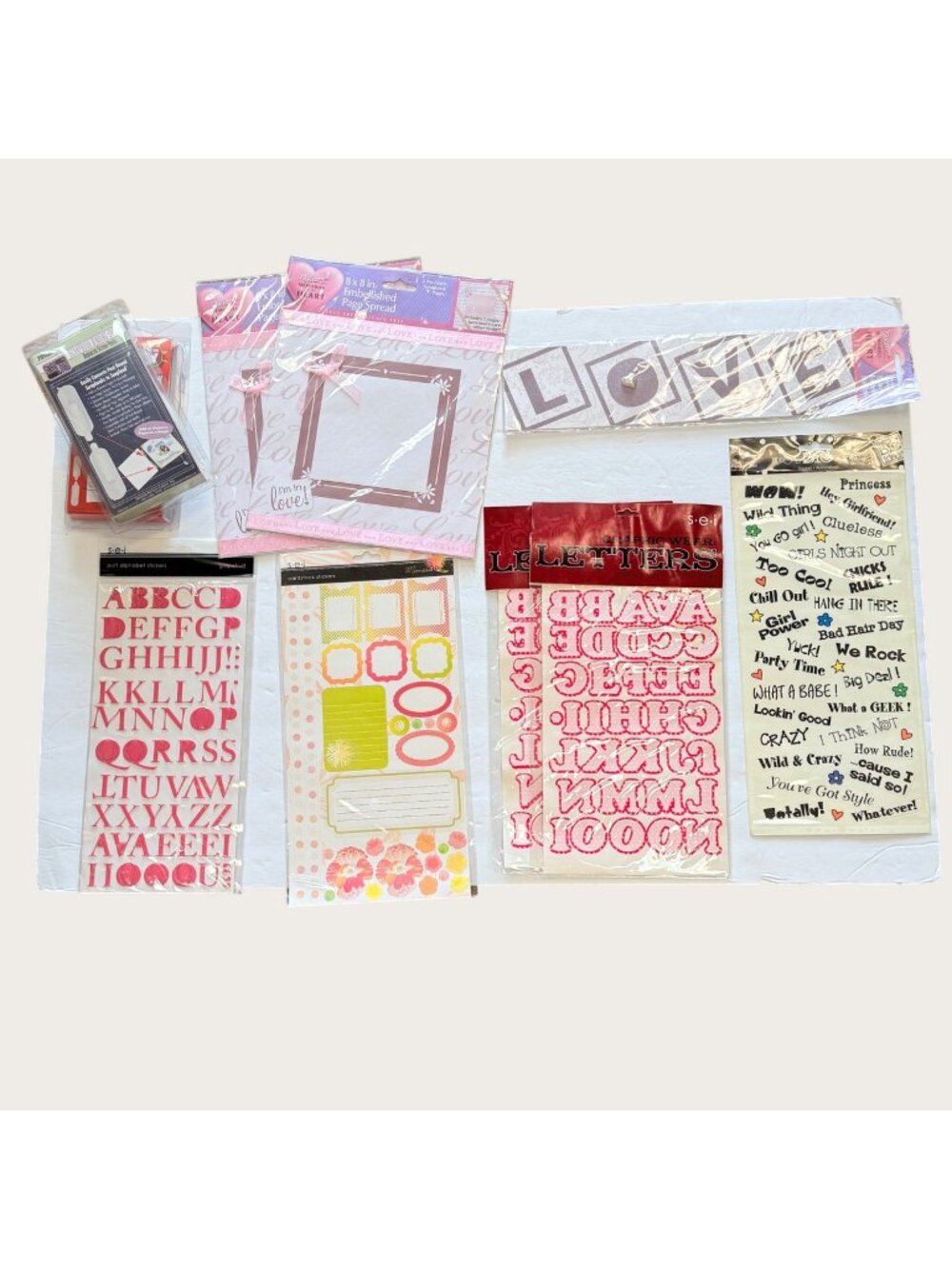 Scrapbooking Supplies Lot Stickers Pages Alphabet Decorative Designs New